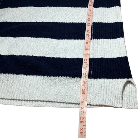 CASLON Cotton Blend Navy / Cream Stripe Vee Neck Pullover Sweater US Sz M - Picture 6 of 8